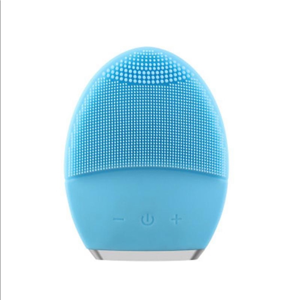 BNIB Ultrasonic Facial Cleaner Blue Silicone Hypoallergenic Face Wash Device